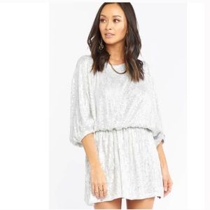 Show me your mumu Genevieve dress white shine sequins mini dress